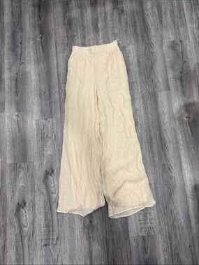 Fashion Nova Cream Wide-Leg Gauze Pants
